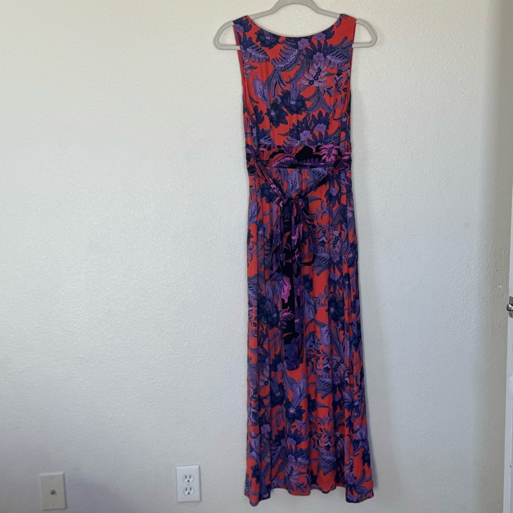 Anthropologie Maeve Macie Maxi Dress Floral Purple Orange Sleeveless 8 $168 - Picture 4 of 13